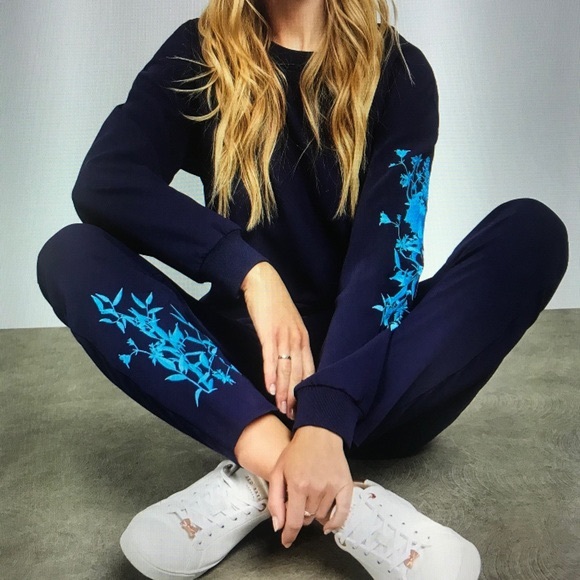 Ted Baker Quavey Embroidered Trousers, Dark Blue - Picture 1 of 9